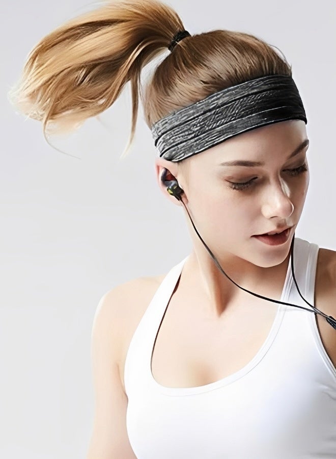 2 قطعة من عصابات الرأس المضادة للانزلاق عصابات الرأس القابلة للتنفس والمقاومة للعرق للتمارين الرياضية في صالة الألعاب الرياضية باللون الأسود والرمادي الفاتح  إكسسوارات معصم مريحة تمتص العرق - Image 5